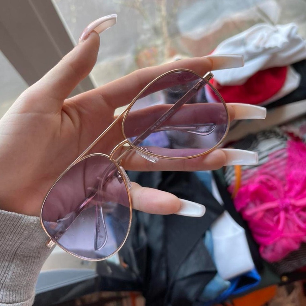 Urban Outfitters Gold Frame Sunglasses with Purple Lenses